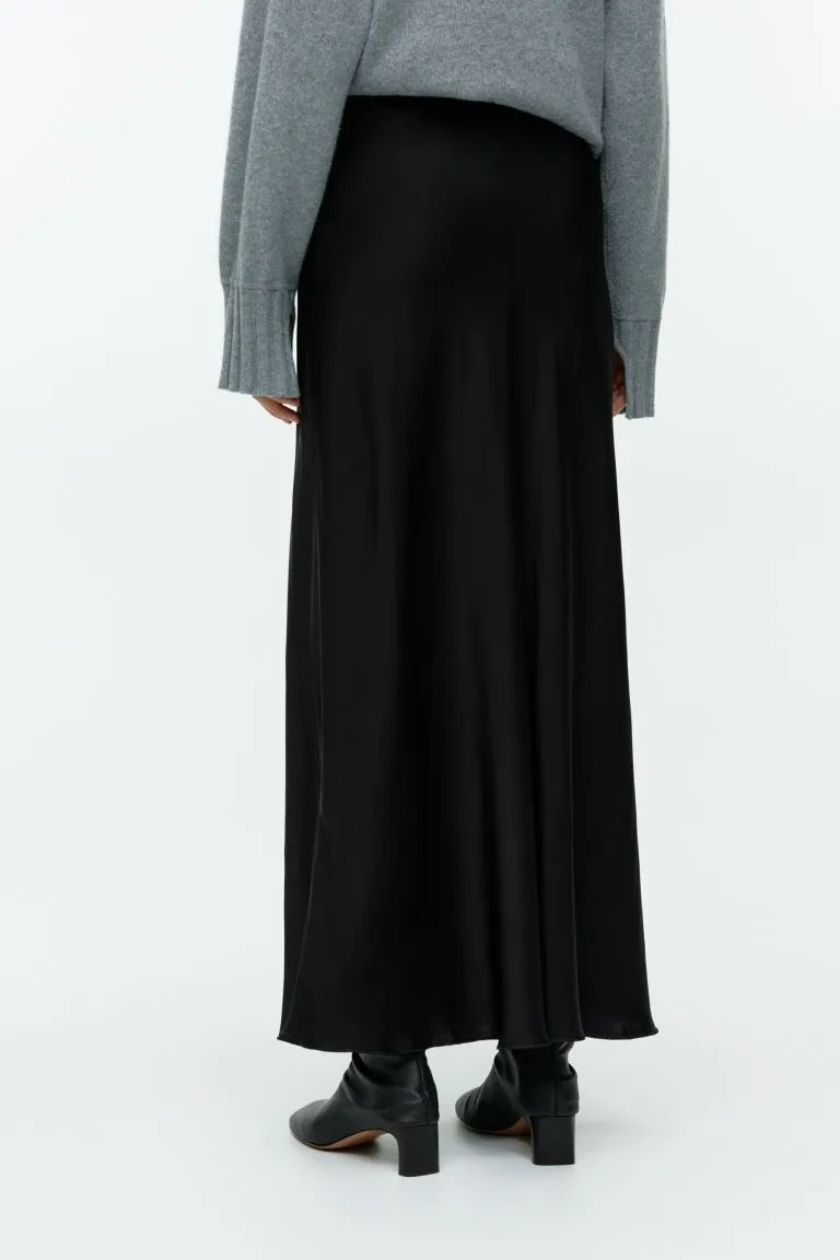 H&M satin maxi skirt, black