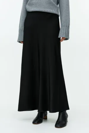 H&M satin maxi skirt, black