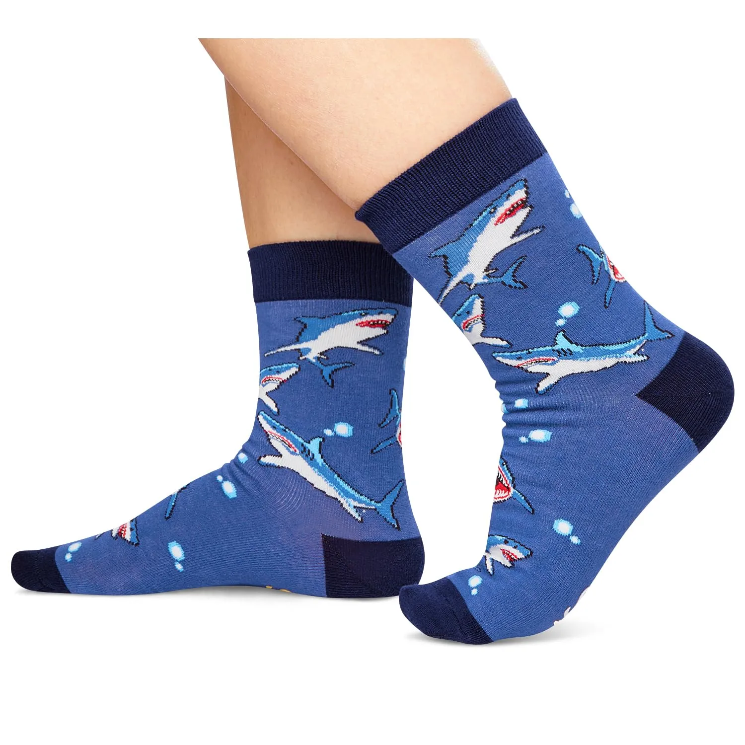 HAPPYPOP Silly Shark Socks for Boys - Funny Shark Gifts Kids 7-9 Years, Novelty Animal Lover Gifts Shark Socks