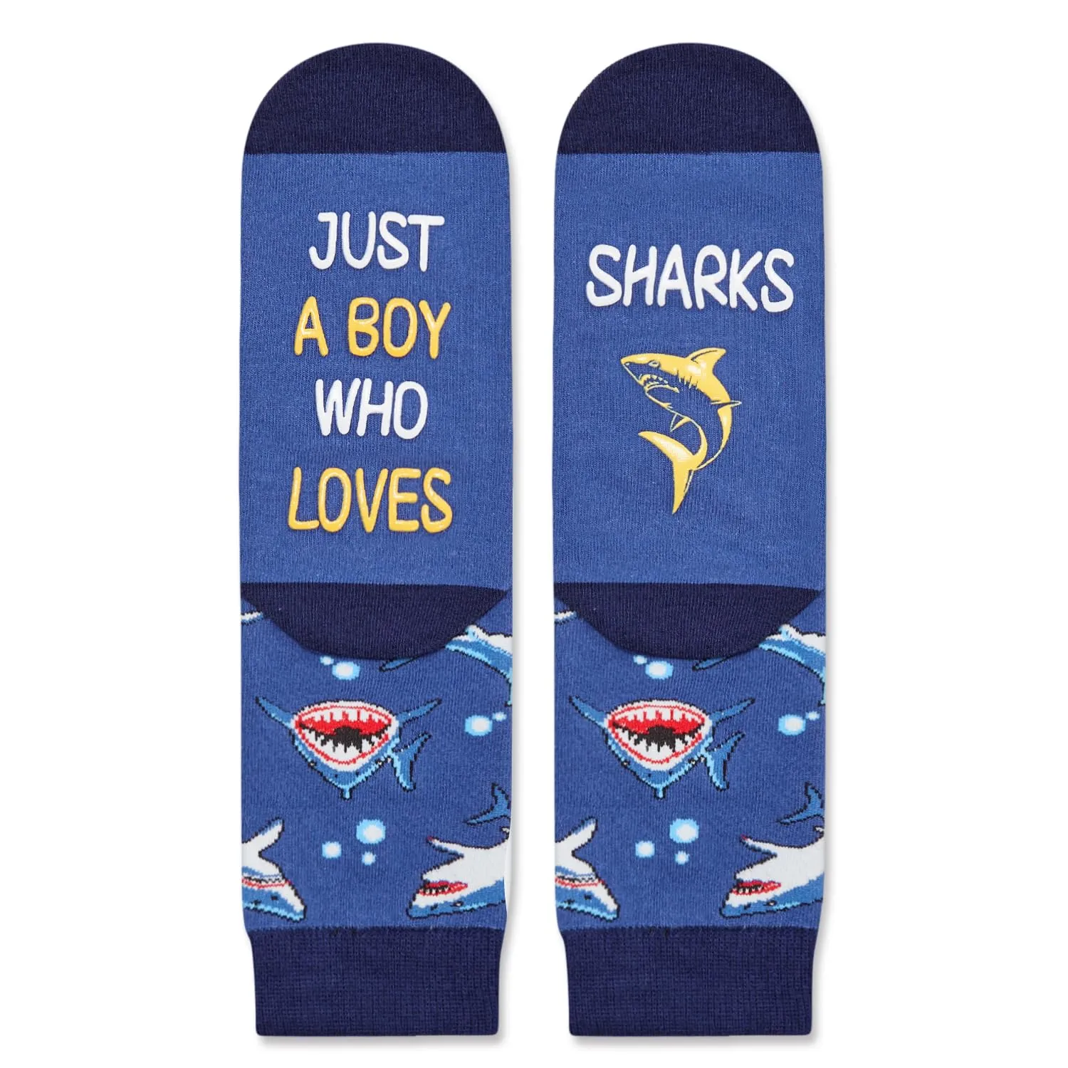 HAPPYPOP Silly Shark Socks for Boys - Funny Shark Gifts Kids 7-9 Years, Novelty Animal Lover Gifts Shark Socks