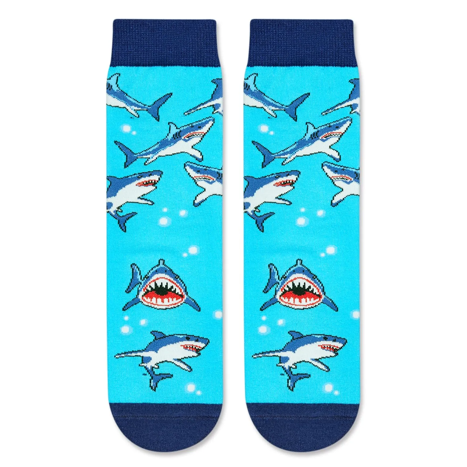 HAPPYPOP Silly Socks for Boys - Funny Shark Gifts Kids 7-9 Years, Novelty Ocean Animal Gifts Shark Socks