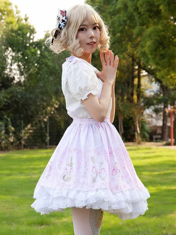 Harajuku Fashion Lolita SK Cardcaptor Sakura   Floral Print As Image Ruffles Lolita Skirts