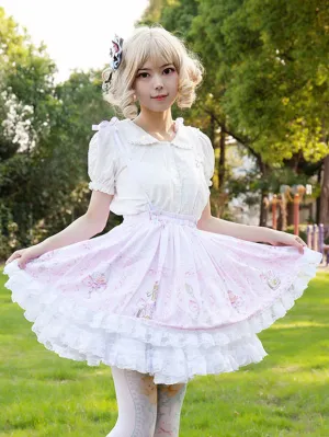 Harajuku Fashion Lolita SK Cardcaptor Sakura   Floral Print As Image Ruffles Lolita Skirts