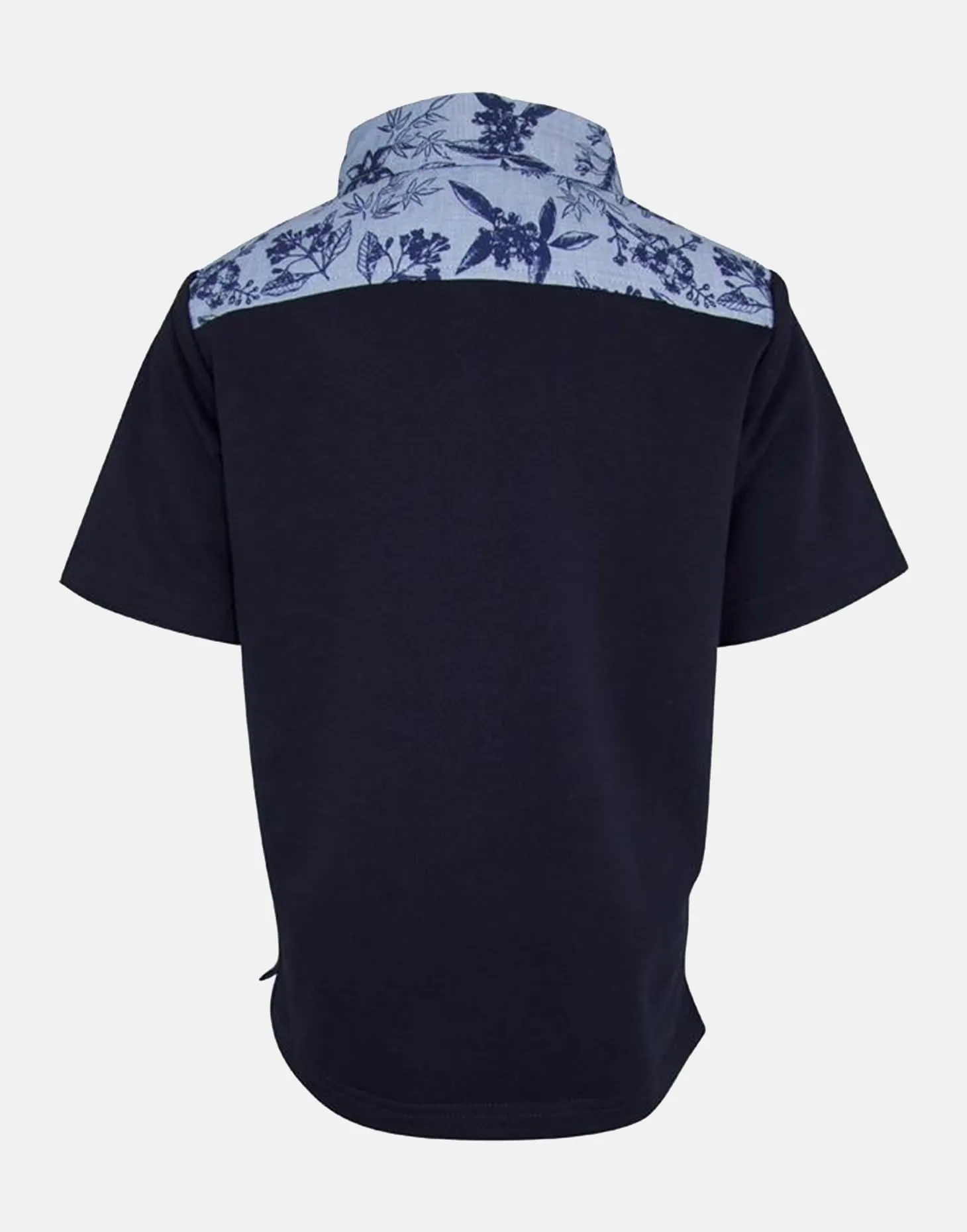 Harold: Navy floral trim polo