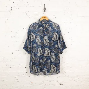 Hawaiian Leaves Pattern Shirt - Blue - XL