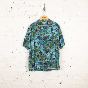 Hawaiian Print Pattern Shirt - Blue - M