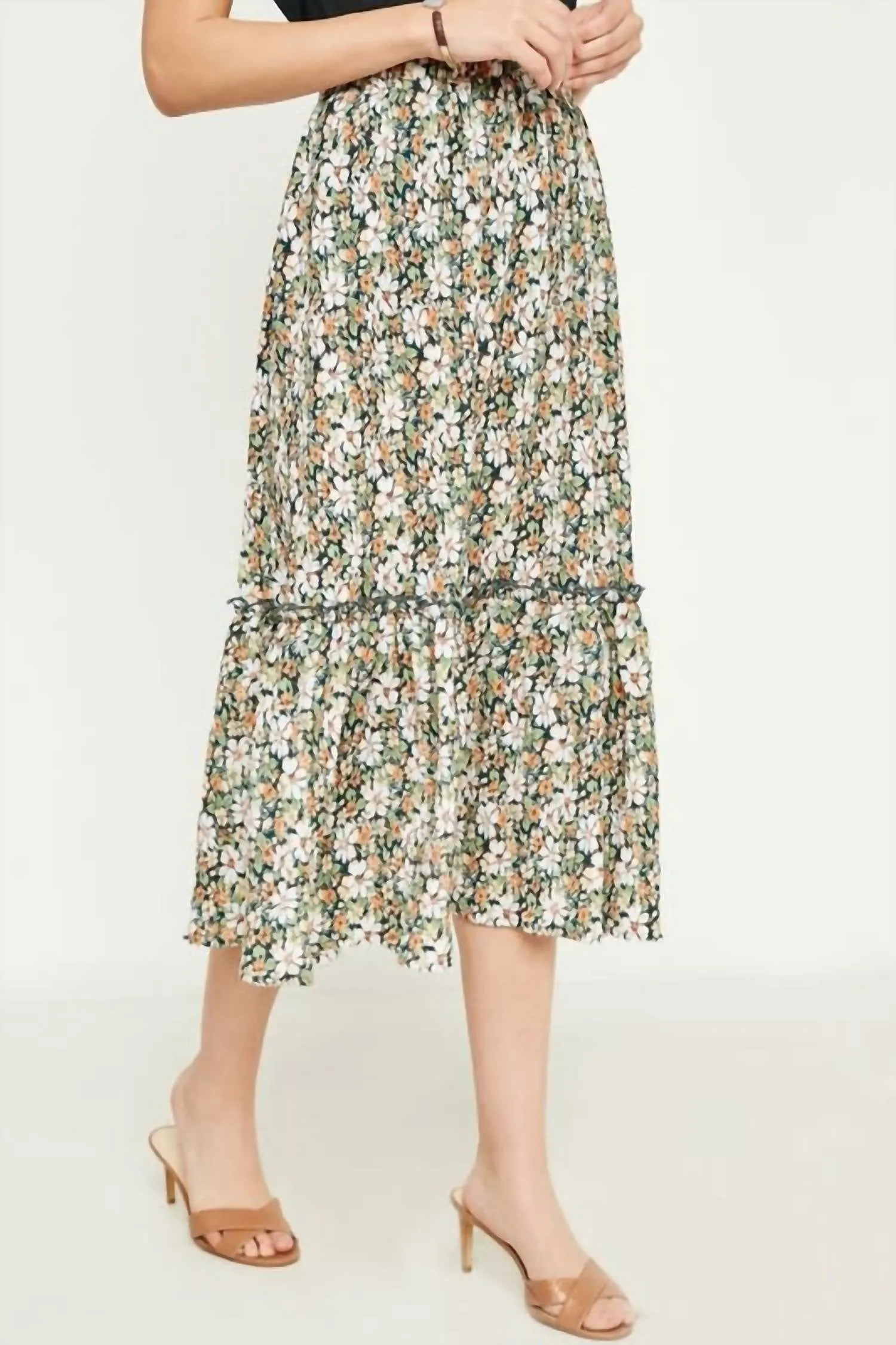 Hayden La - Floral Pleated Ruffled Skirt
