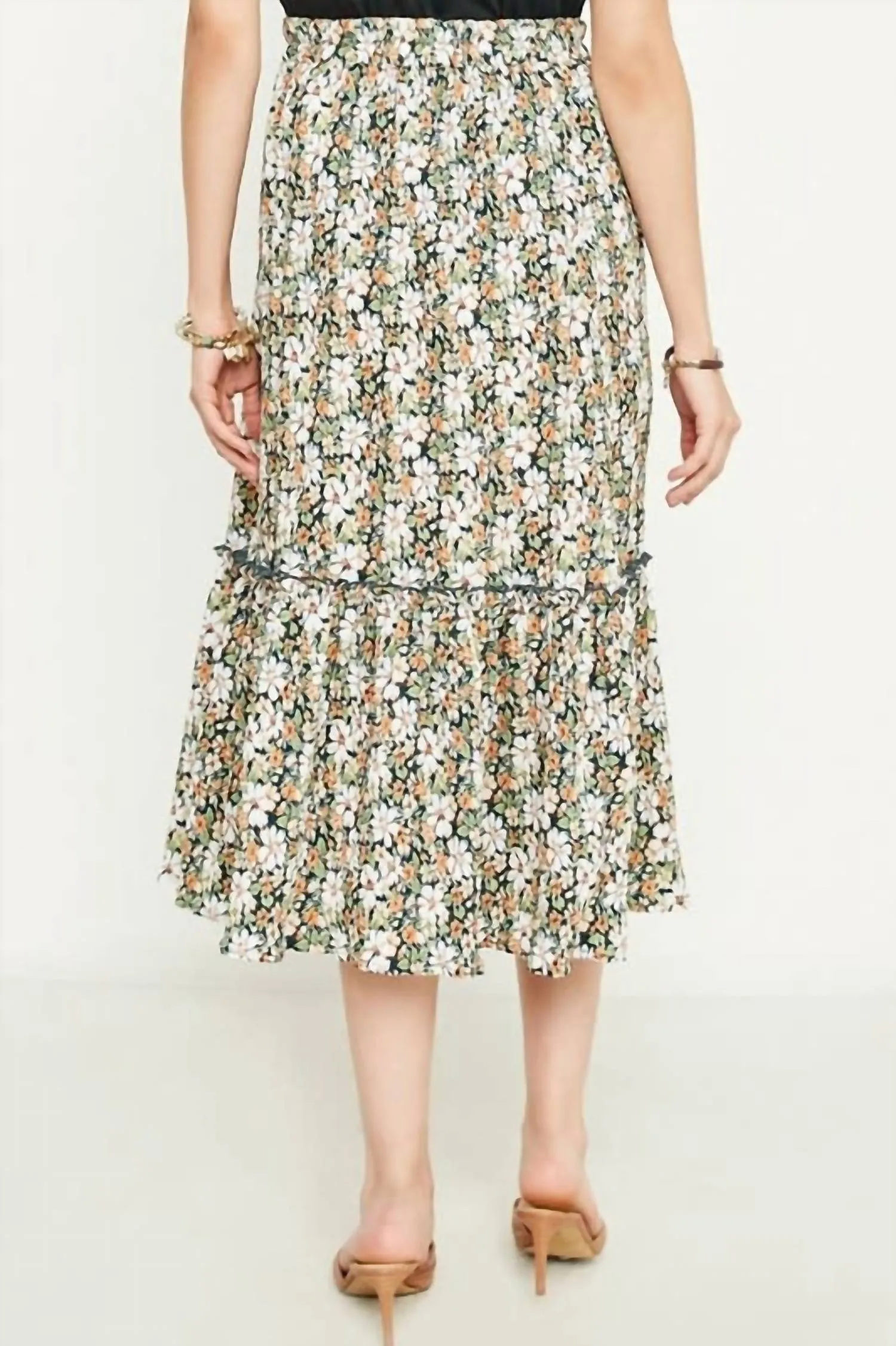 Hayden La - Floral Pleated Ruffled Skirt