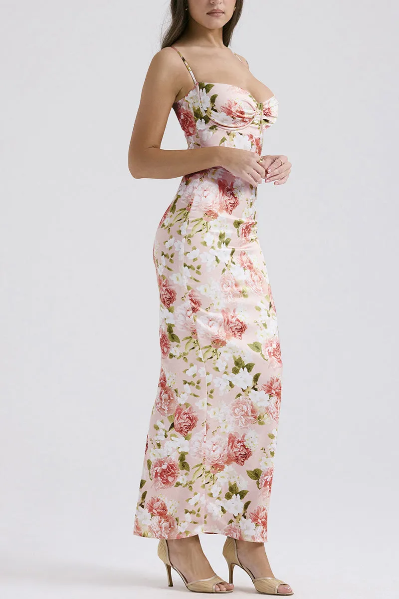 HBP3089 Floral Boned Maxi Dress