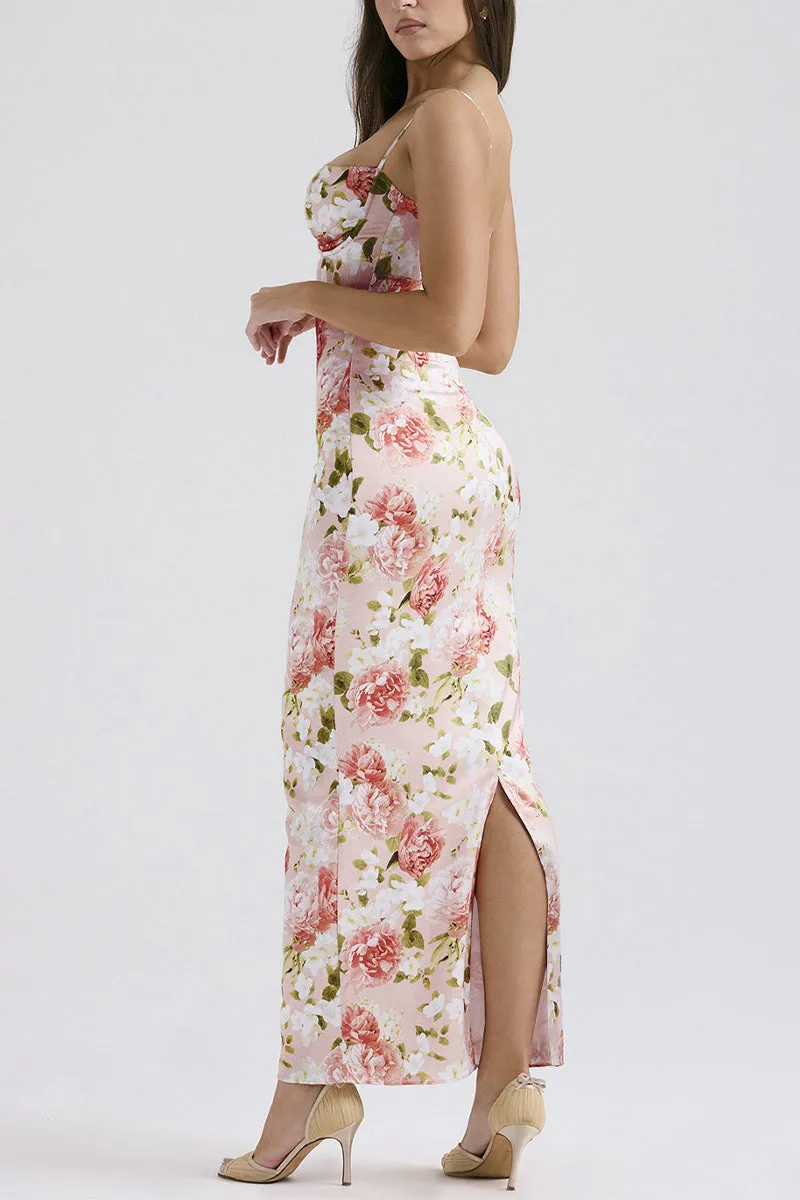 HBP3089 Floral Boned Maxi Dress