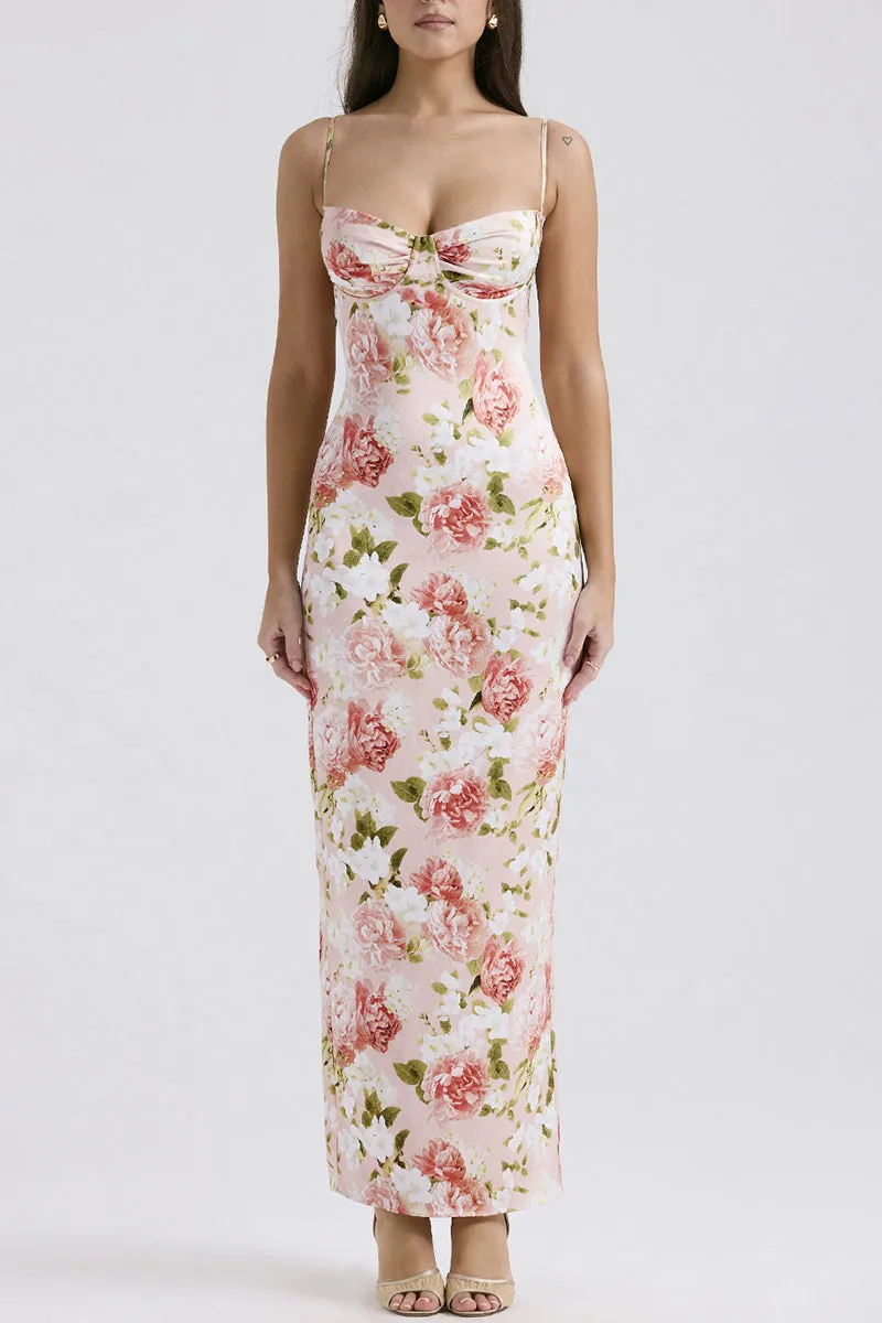 HBP3089 Floral Boned Maxi Dress