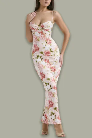 HBP3089 Floral Boned Maxi Dress