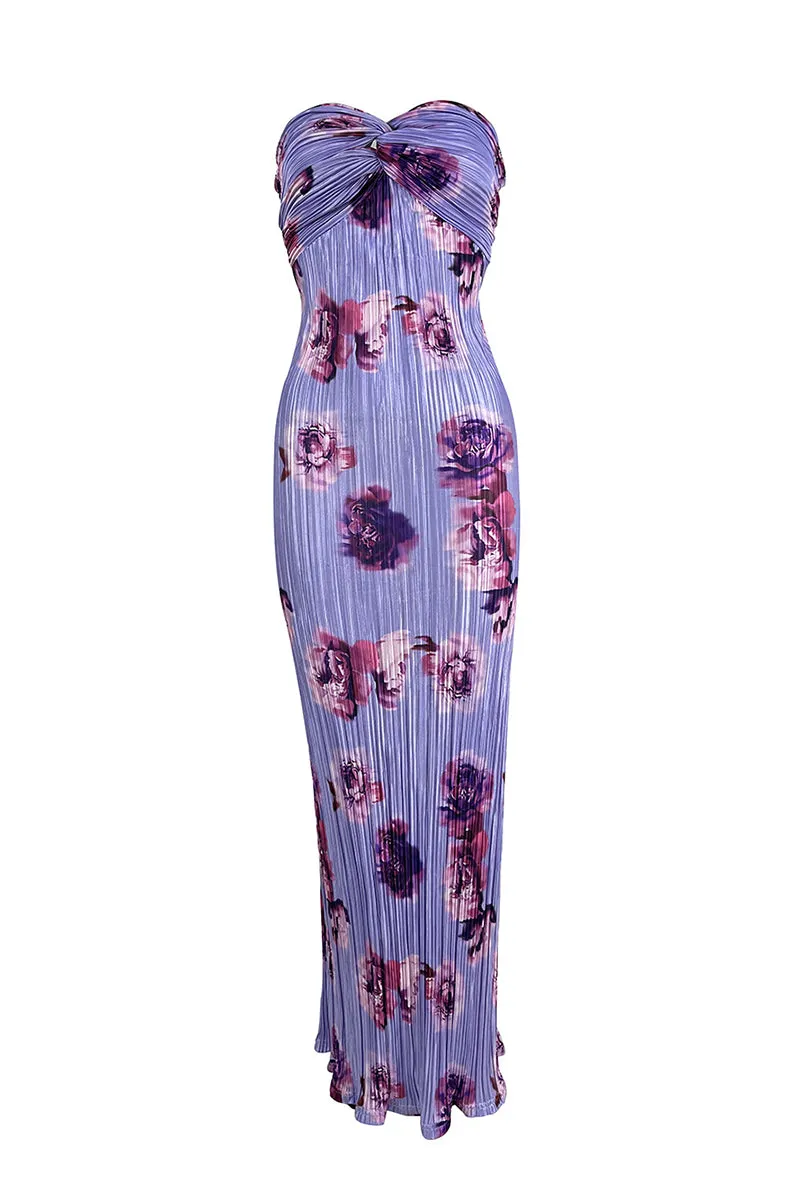 HBQ1244 Floral Bust Knot Maxi Dress