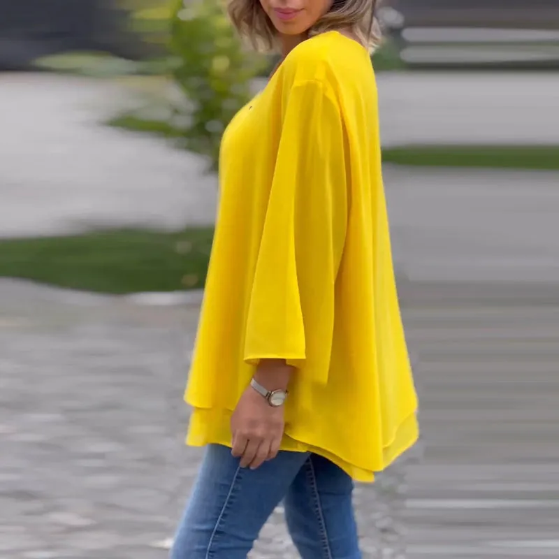 Heidi - Flowy V-Neck Zipped Top