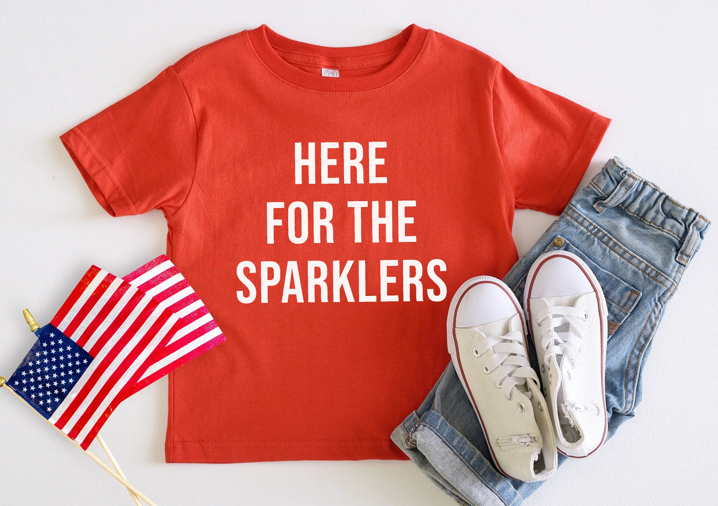 Here for the Sparklers | Kids 4th of July Tee BLUE