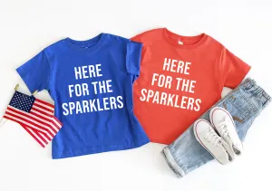 Here for the Sparklers | Kids 4th of July Tee BLUE