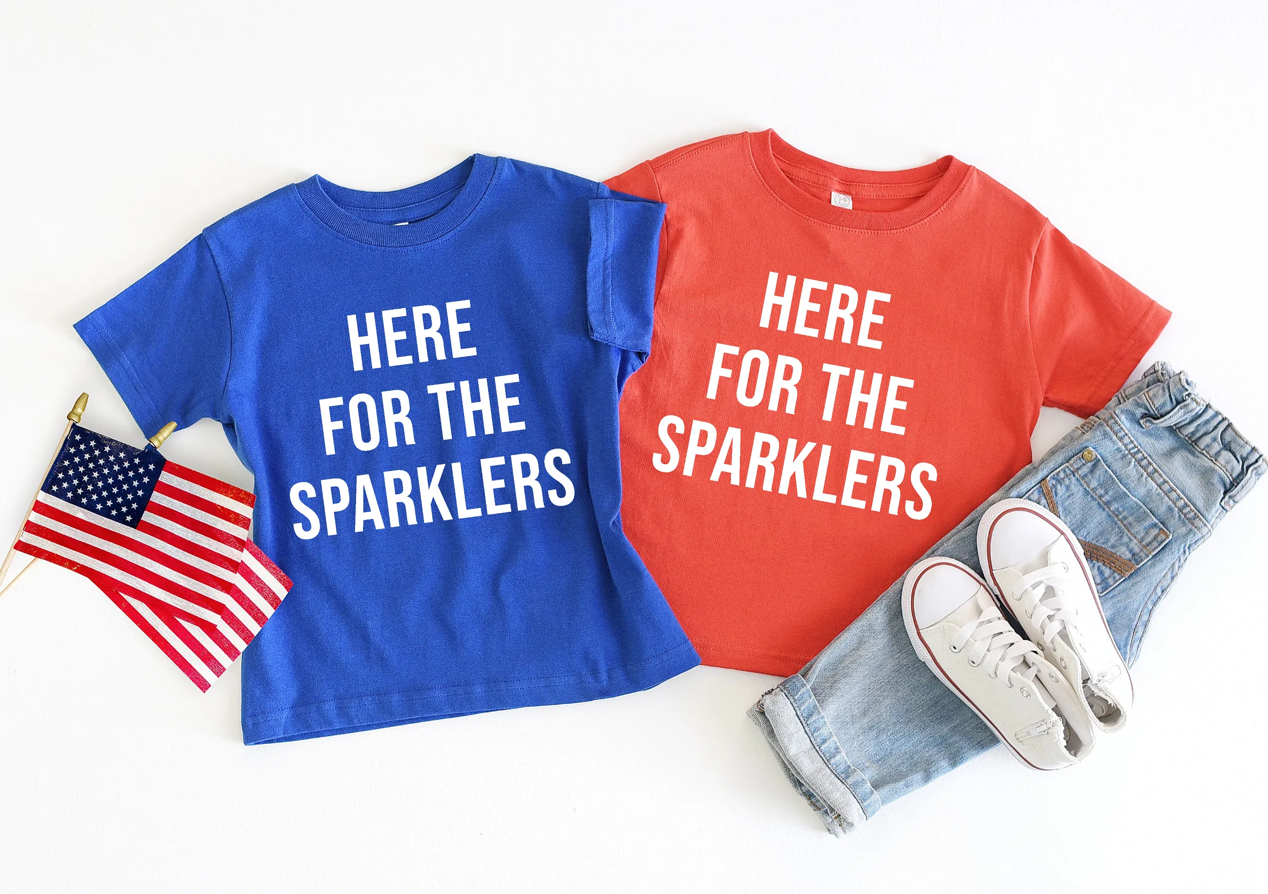 Here for the Sparklers | Kids 4th of July Tee BLUE