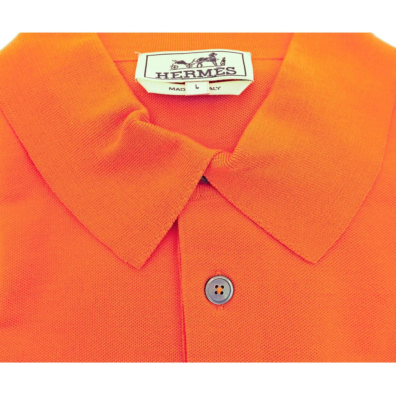 Hermes Orange Men's Polo Short Sleeve Cotton Shirt Large Iconic House Orange