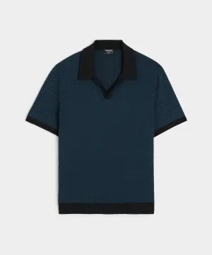Herringbone Montauk Sweater Polo in Blue Note