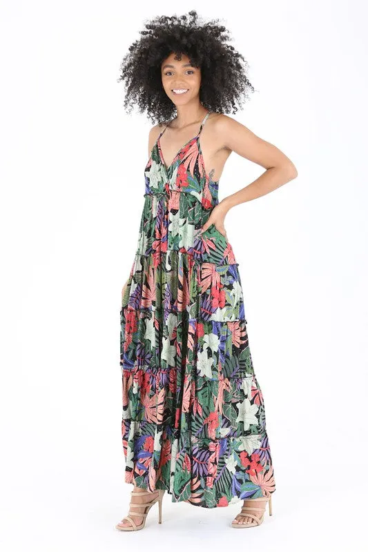 HIBISCUS PRINTED MAXI DRESS