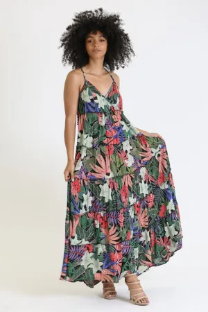 HIBISCUS PRINTED MAXI DRESS