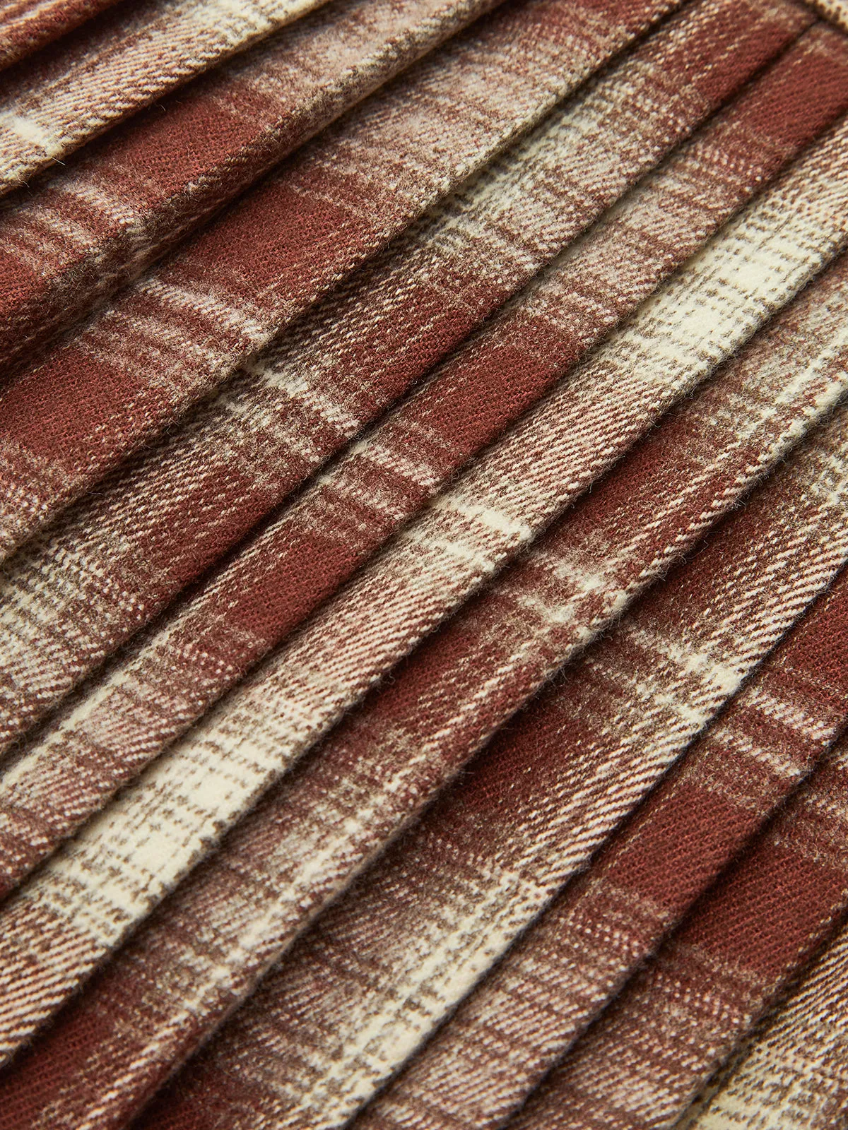 High-Waist Checked Pleated Skirt
