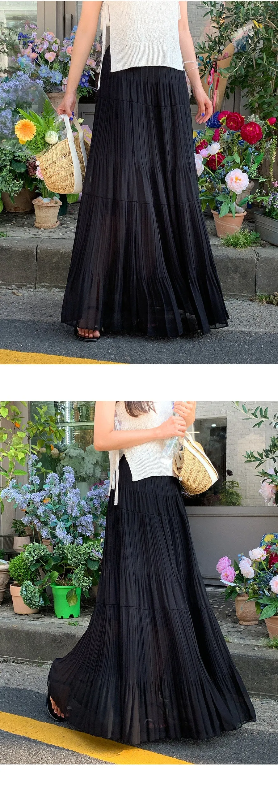 High Waist Pleated Umbrella Skirt