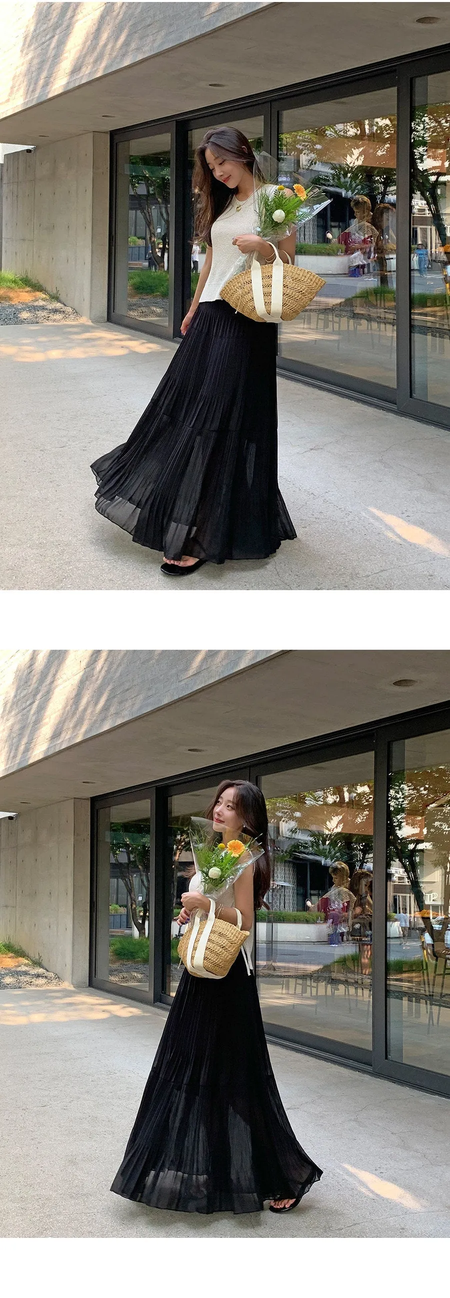 High Waist Pleated Umbrella Skirt