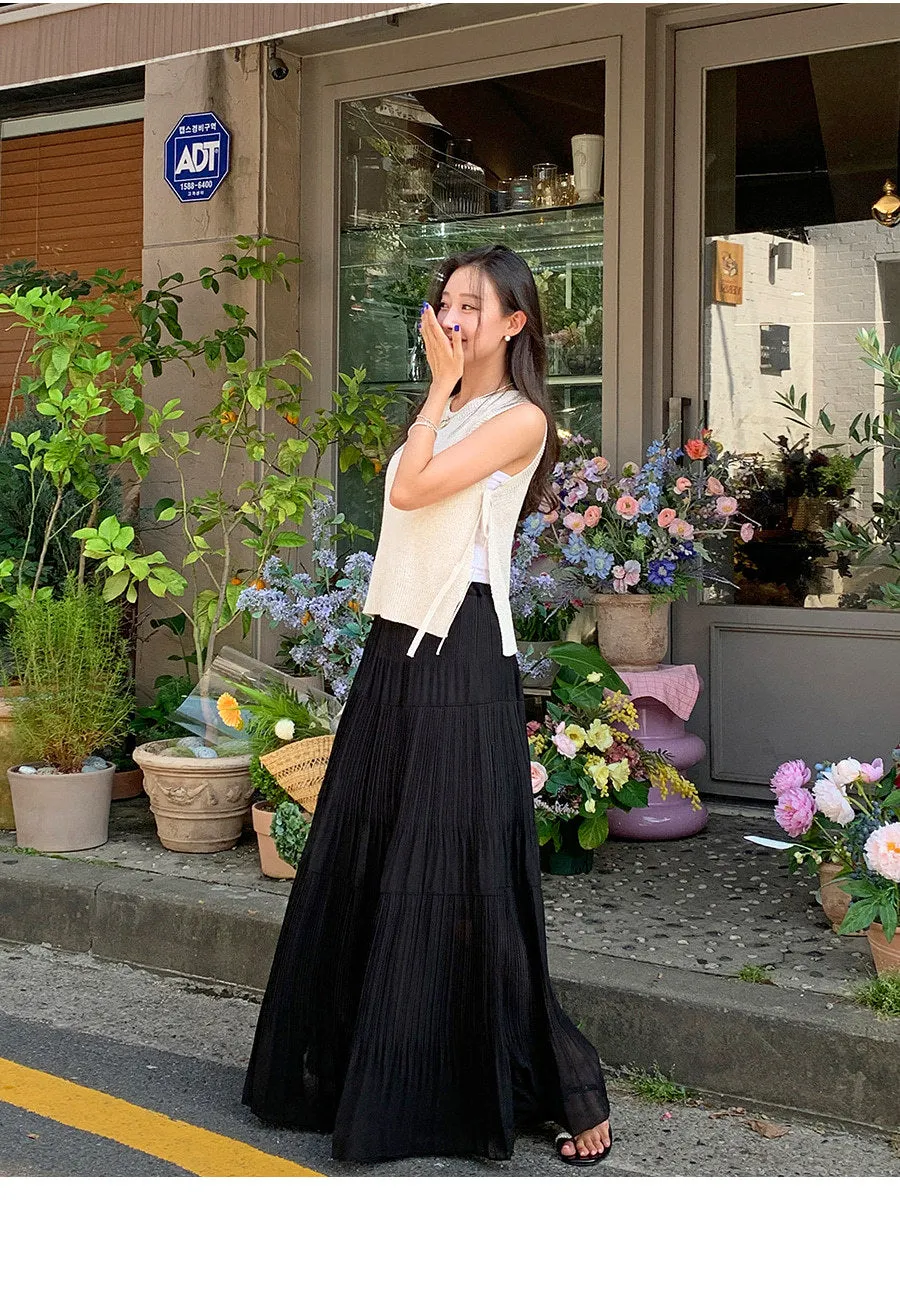 High Waist Pleated Umbrella Skirt