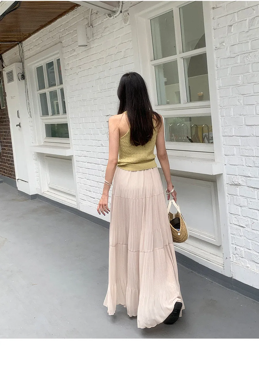 High Waist Pleated Umbrella Skirt