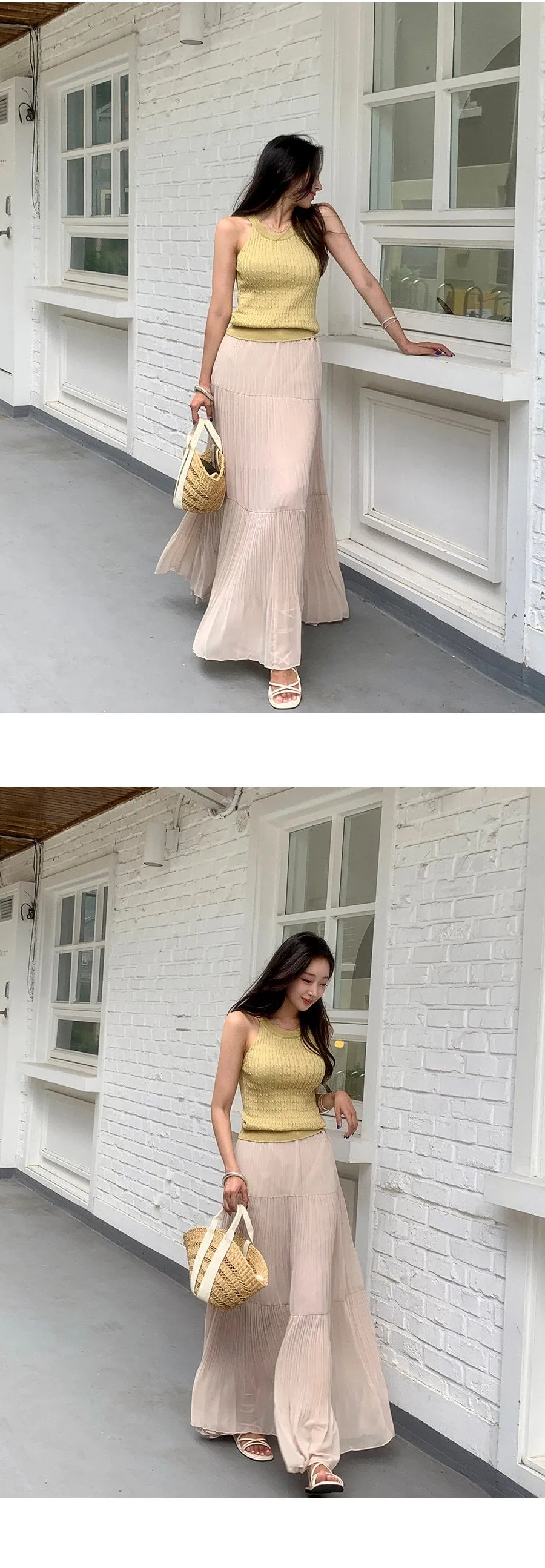 High Waist Pleated Umbrella Skirt
