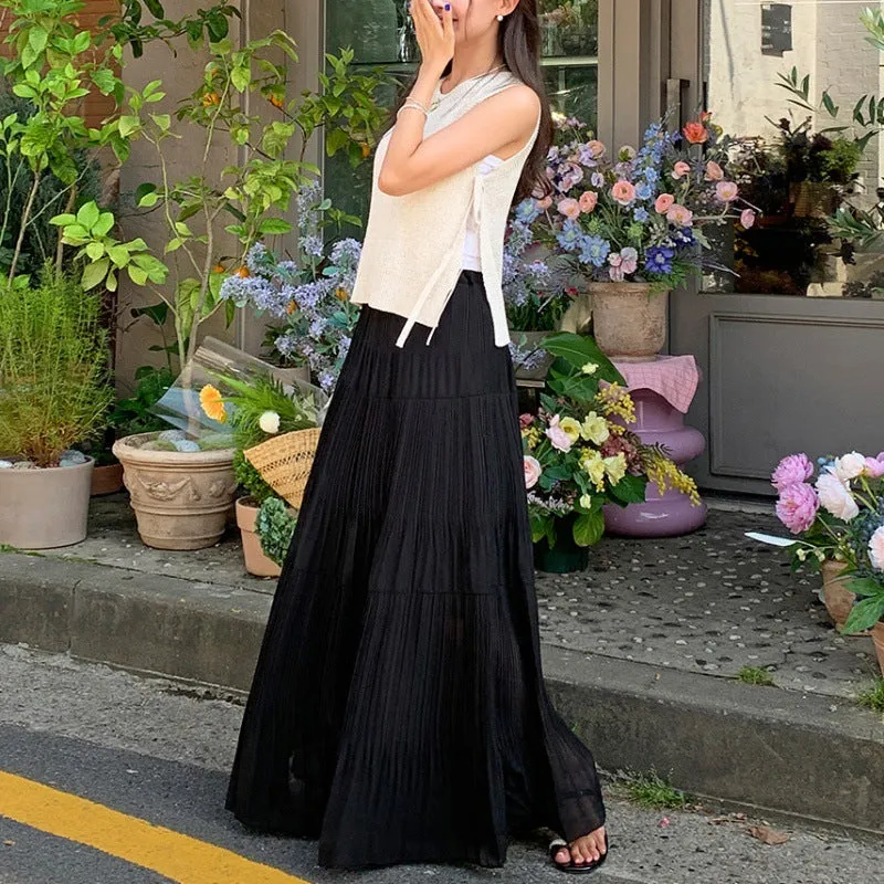 High Waist Pleated Umbrella Skirt