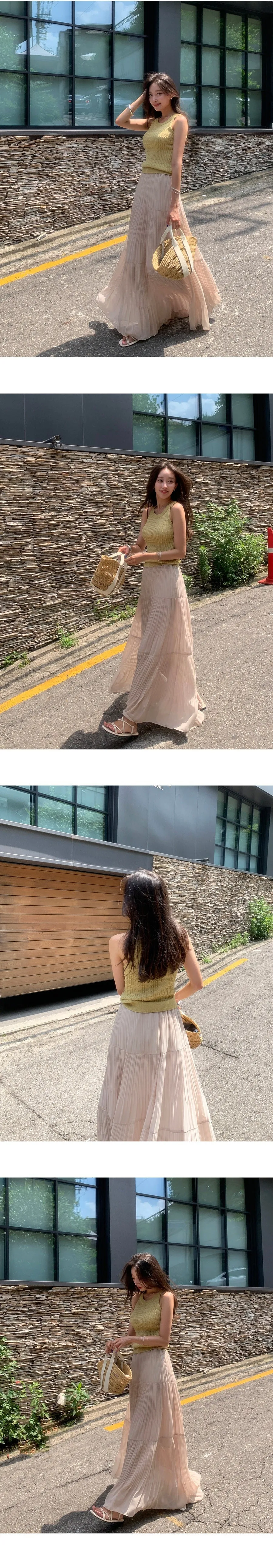 High Waist Pleated Umbrella Skirt