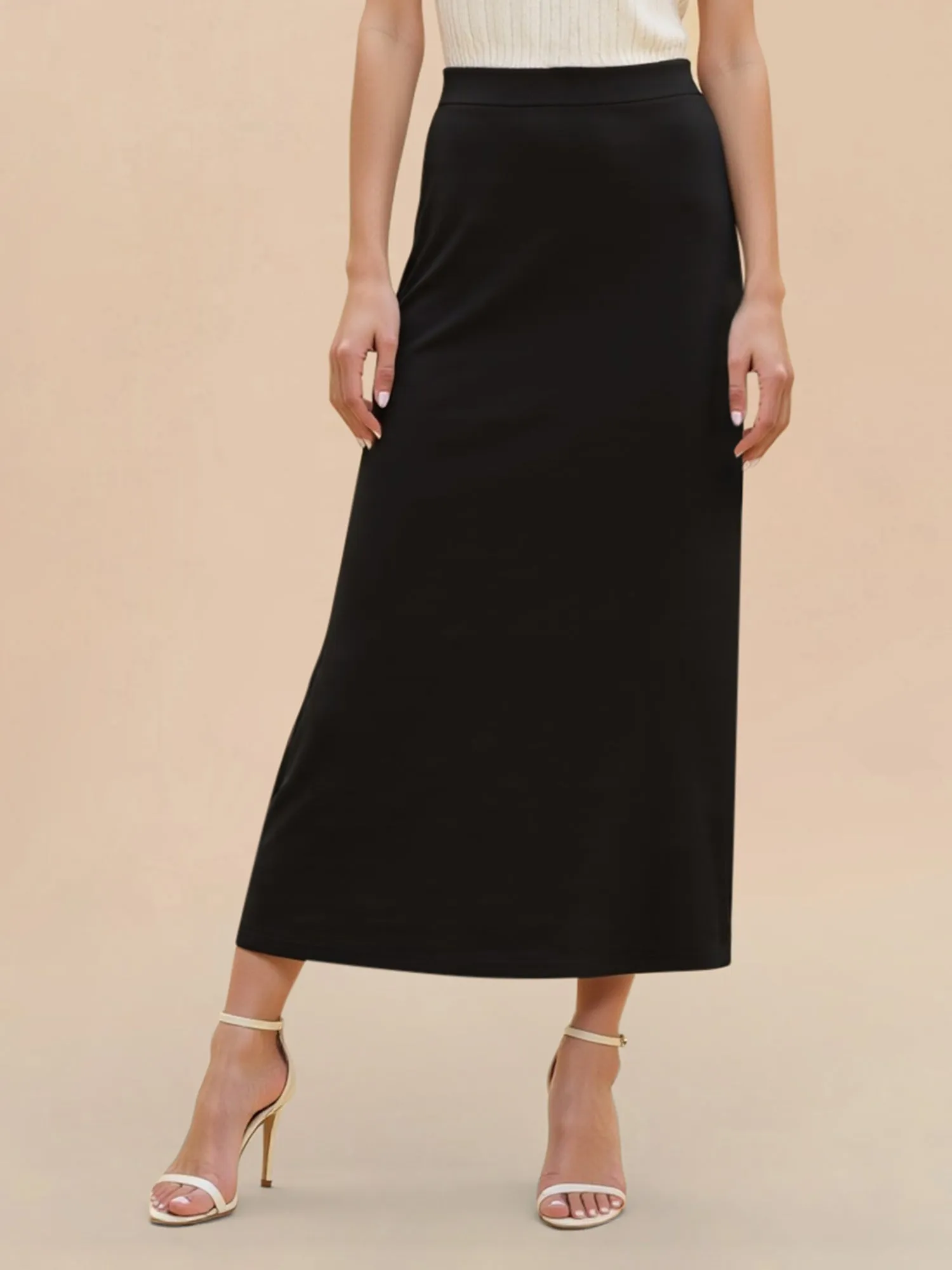 High Waist Side Slit Midi Pencil Skirt