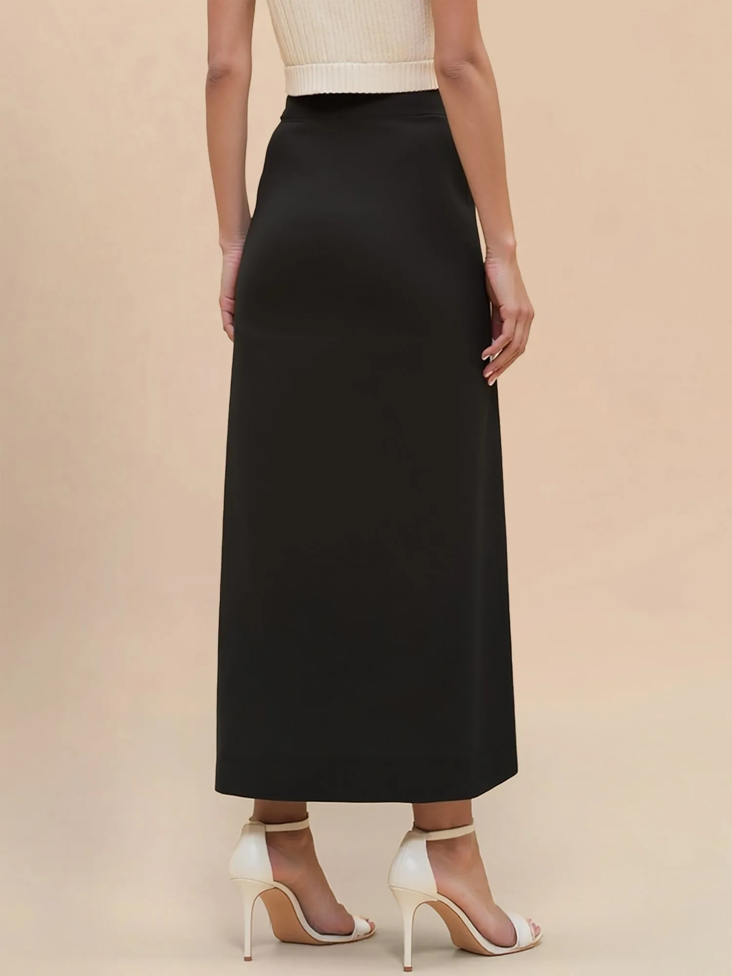 High Waist Side Slit Midi Pencil Skirt