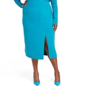 High-Waist Slited Pencil Skirt - Sergio Hudson x Target Teal 1X