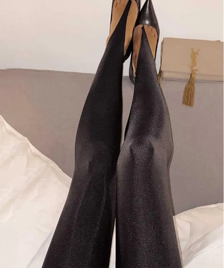 High Waisted Black Glitter Leggings