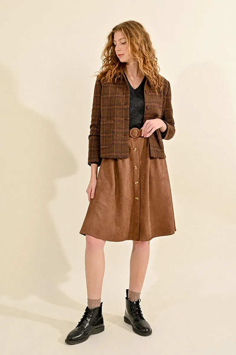 HIGH-WAISTED BUTTONED SKIRT