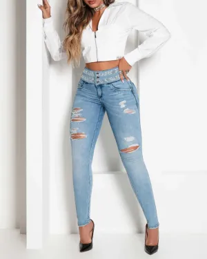 High waisted jeans