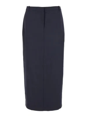 High-Waisted Midi Pencil Skirt In Wool