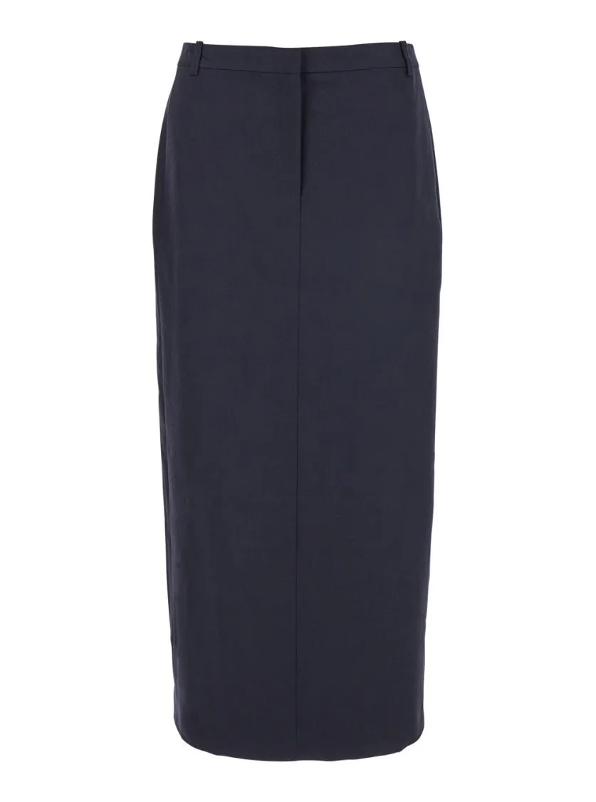 High-Waisted Midi Pencil Skirt In Wool