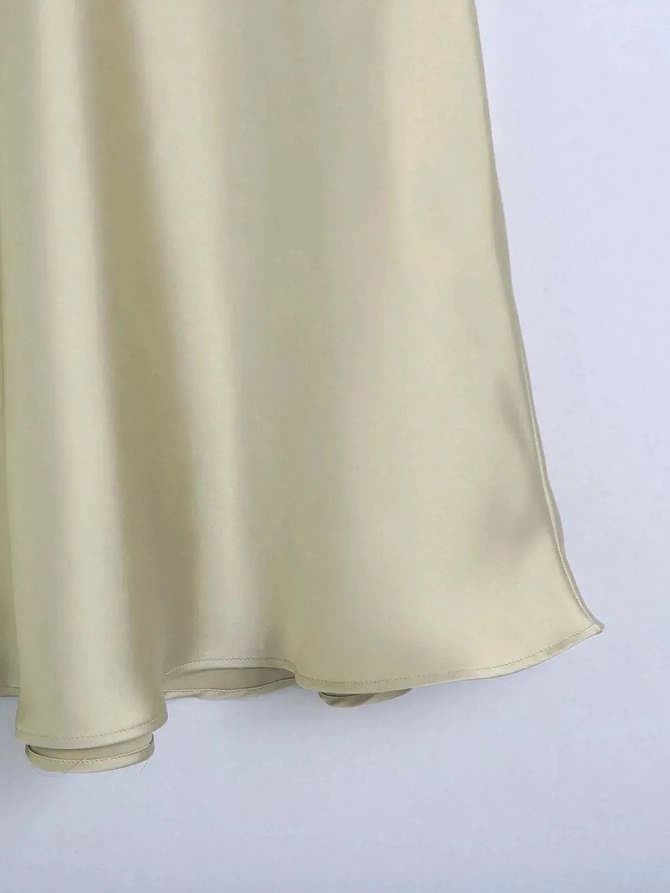 High Waisted Midi Silk Satin Skirt