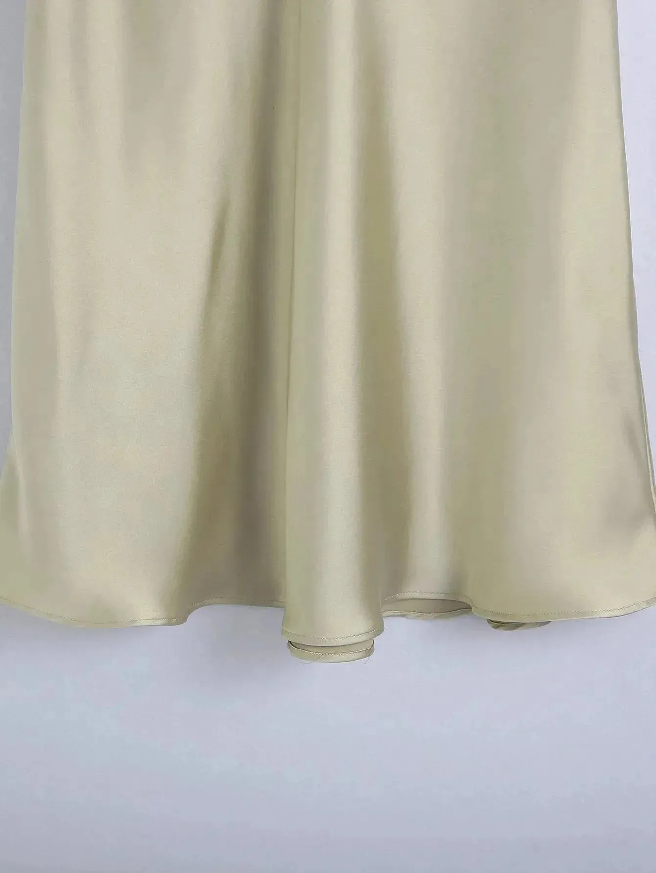 High Waisted Midi Silk Satin Skirt