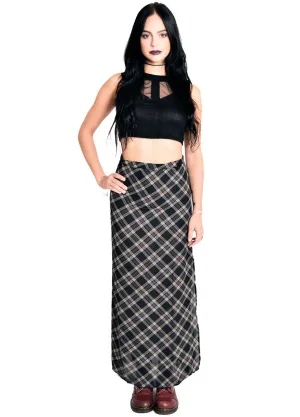 High Waisted Plaid Maxi Skirt