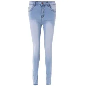 High Waisted Skinny Blench Wash Jeans - Light Blue 3xl