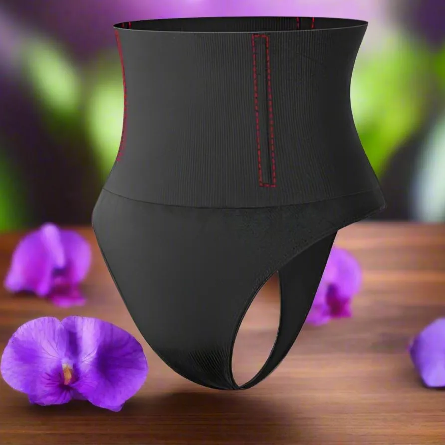 High Waisted Tummy Control Panties with Butt Lifting and Belly Shaping, Sizes S-3XL, Black/Beige