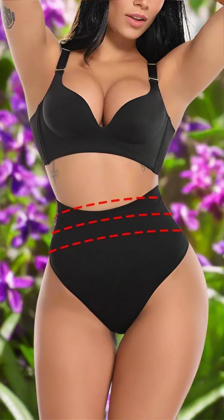 High Waisted Tummy Control Panties with Butt Lifting and Belly Shaping, Sizes S-3XL, Black/Beige