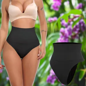 High Waisted Tummy Control Panties with Butt Lifting and Belly Shaping, Sizes S-3XL, Black/Beige