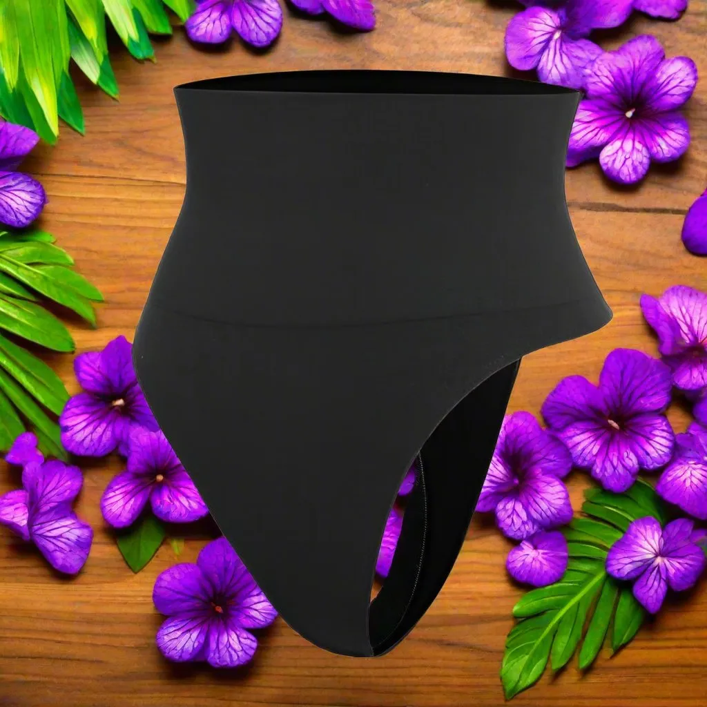 High Waisted Tummy Control Panties with Butt Lifting and Belly Shaping, Sizes S-3XL, Black/Beige