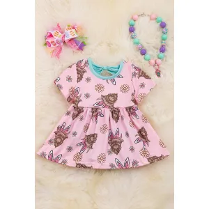Highland Cow With Easter Ears Baby Dress